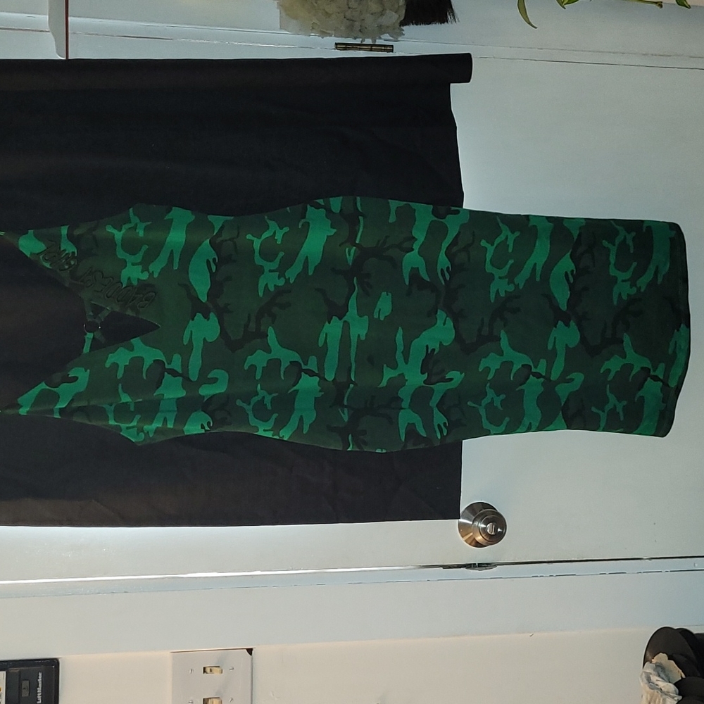 Green Camo Midi Bodycon Dress - Brand Unspecified